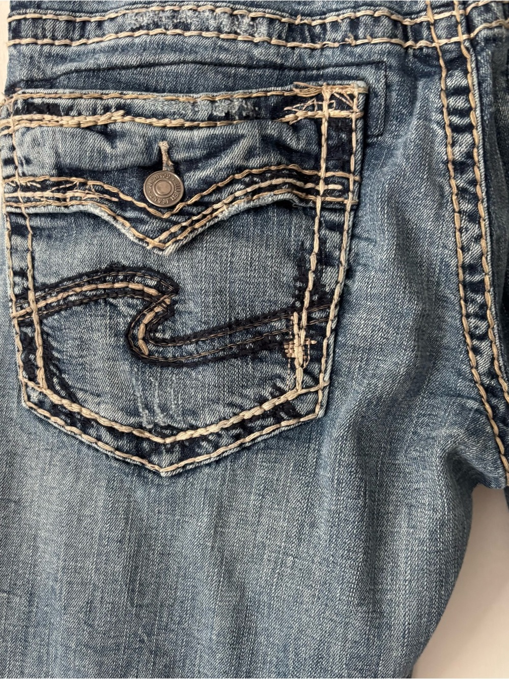 Silver Jeans Gordie Y2K Loose Jeans Contrast Stitch Embroidered Pockets W34 - Picture 10 of 12